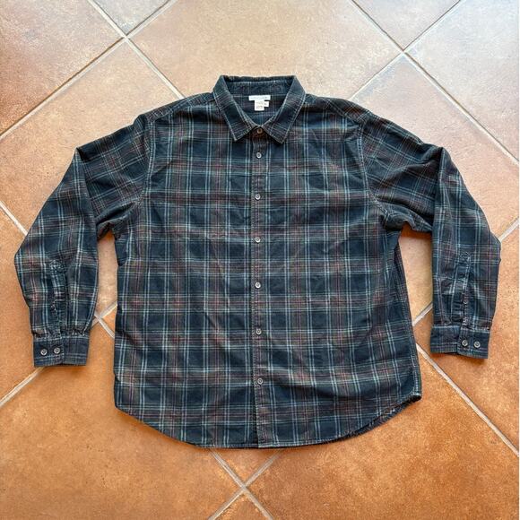 Carbon 2 Cobalt Mens Dark Plaid Corduroy Long Sleeve Button Down Shirt size XL - Picture 7 of 7